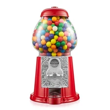 12" Gumball Machine with Coin Bank - Red, Vintage Bubble Gum Candy Dispenser