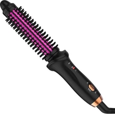 Dual Voltage Heated Tourmaline Ceramic Barrel Brush for Curling Short 3/4 Inch