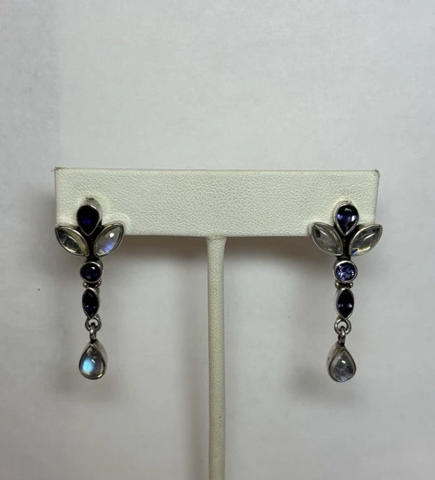 Pendientes colgantes Nicky Butler de plata de ley 925 con piedra lunar amatista Foto 3 de 4