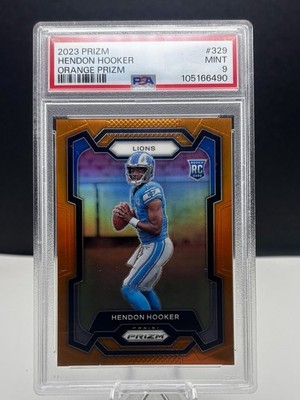 2023 Panini Prizm Hendon Hooker RC Orange Rookie #/249 Lions PSA 9