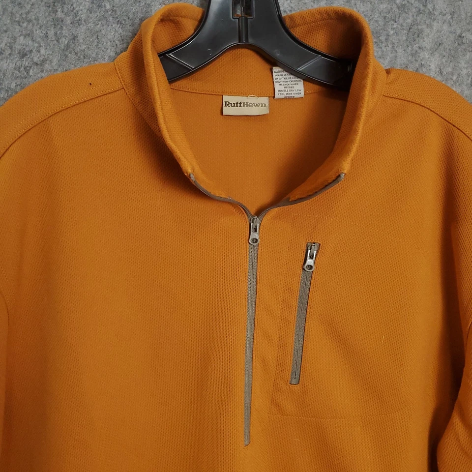 Sudadera tallada con volantes para hombre talla XL naranja cuarto cremallera pulóver cuello alto polar Foto 3 de 4