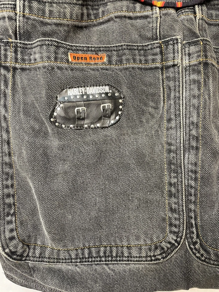 Custom Vintage Bulldog JNCO Jeans Harley Davidson Purse Tote Bag 90 Y2K Original - Image 3 of 4