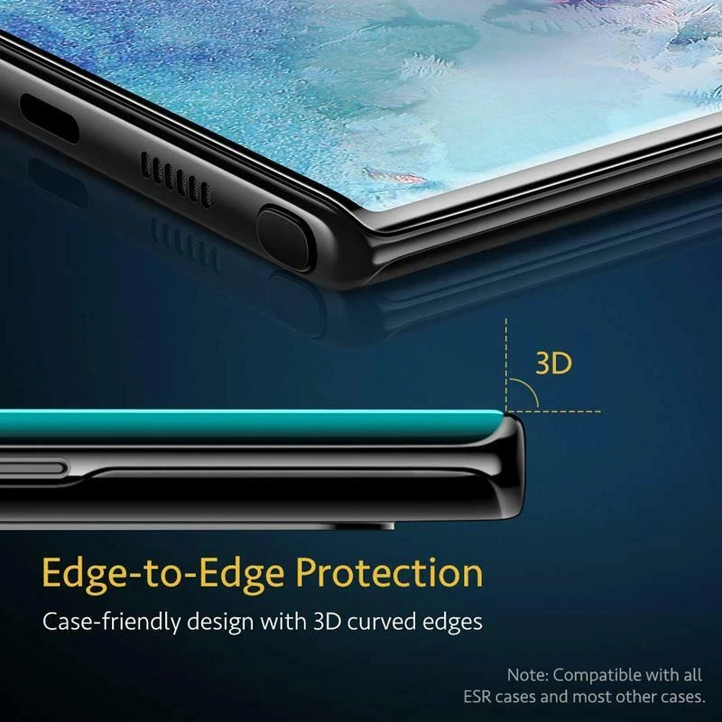 ESR Tempered Glass Screen Protector For Samsung Note 10 Full Cover 2 Pack - Image 2 of 4