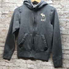 Abercrombie Kids Muscle Thermal Lined Hoodie Large Fleece Zip-up Gray