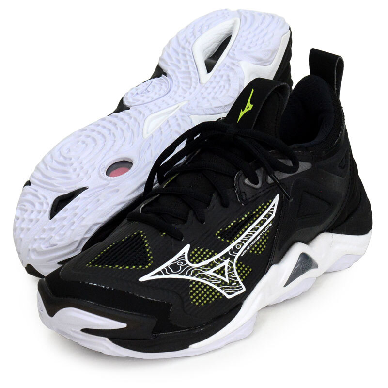 Mizuno Volleyball Shoes WAVE MOMENTUM 3 Black/White/Green V1GA2312