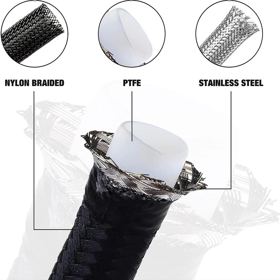 EVIL ENERGY 6AN-8AN-10AN PTFE Fuel Line Kit E85 Nylon Braided Fuel Hose Kit 20FT - Image 2 of 4