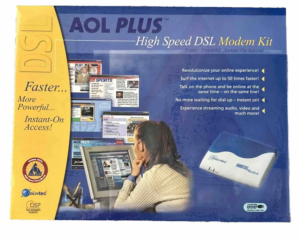 AOL Plus High Speed DSL Modem Kit Vtg Tech Computer History Man Cave Internet - Image 2 of 4