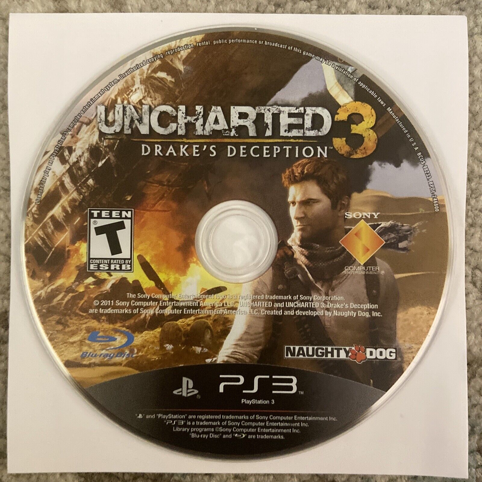 Uncharted 3: Drake's Deception (Sony PlayStation 3) PS3 Complete CIB  711719823322