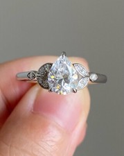 5-Prong Pear Cut Engagement Ring in 14K Gold Vermeil / 2.00 CT Moissanite Ring 