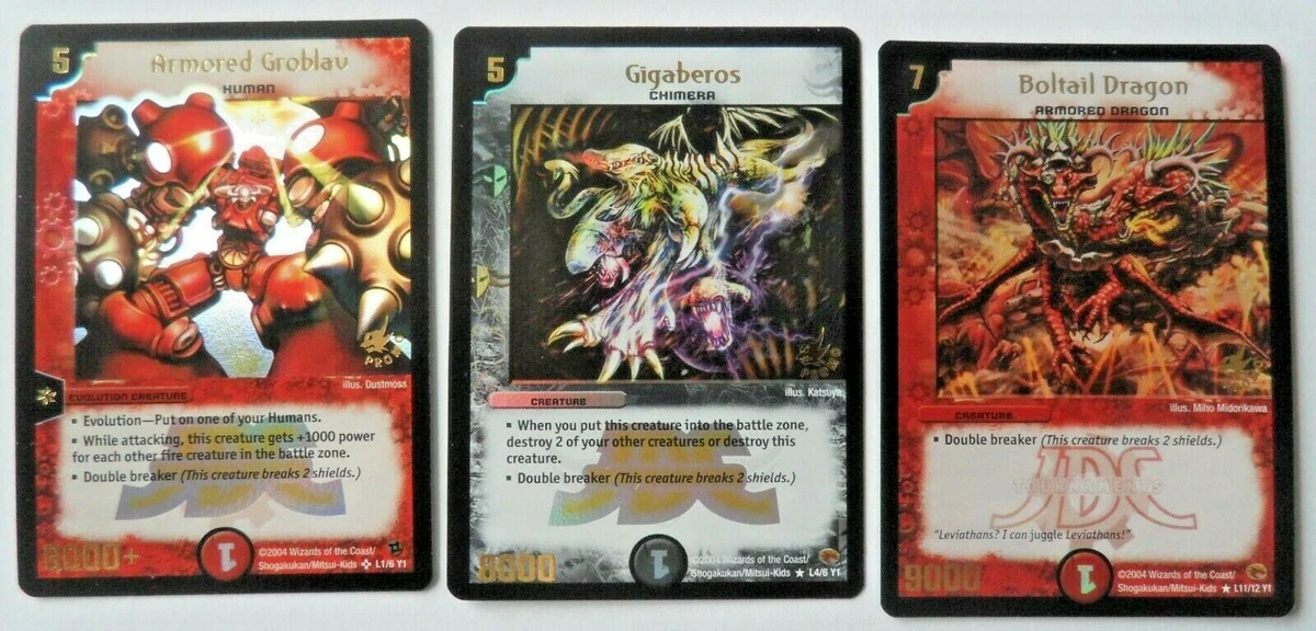 Duel Masters Promo 3 Card Lot -Boltail Dragon-Gigaberos-Armored