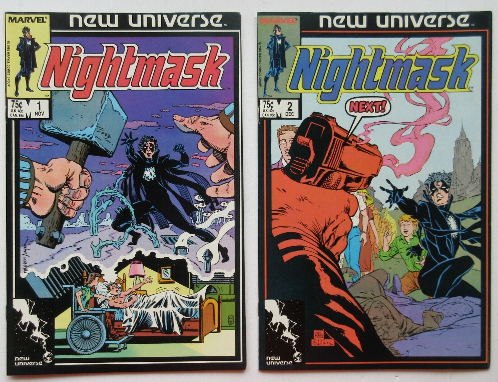 Marvel New Universe "Nightmask" Comic Books #1 & #2 - 1986
