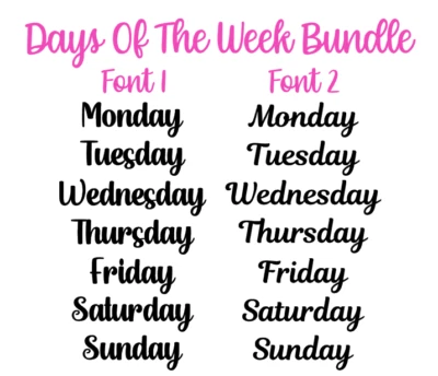 Days Of The Week Vinyl Weekday labels Stickers School Uni Organisation Planner