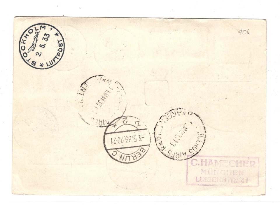 SWEDEN *Treaty* GRAF ZEPPELIN Air Card 1933 *1.SÜDAMERIKAFAHRT* Argentina KZ173 - Image 3 of 4