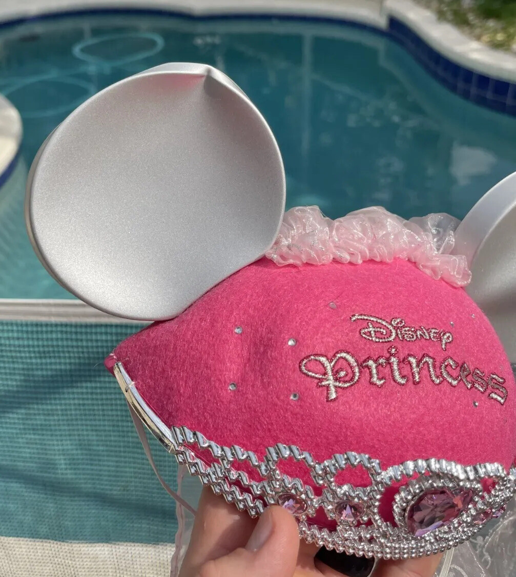 Disney Parks Girls Pink Bridal Veil Crown Mickey Mouse Princess Ears Hat