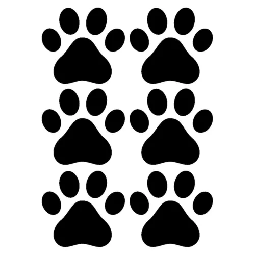 5.5x6cm Dog Paws Vinyl Stickers Set Laptop Phone Wall Black or White Waterproof