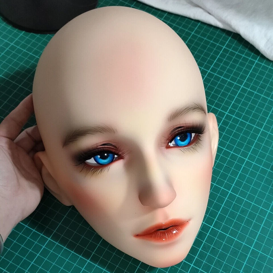 Doll Half Head Shell Headgear Sharp-featured Face with Hair Kigurumi Mask CD - Image 2 of 4