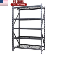 Heavy Duty 5-Shelf Metal Rack Adjustable Wire Decking 1000lb Load Capacity New