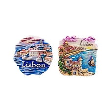 2PC Portugal Lisbon Tourism Tourist Souvenir 3D Resin Fridge Magnet Craft GIFT