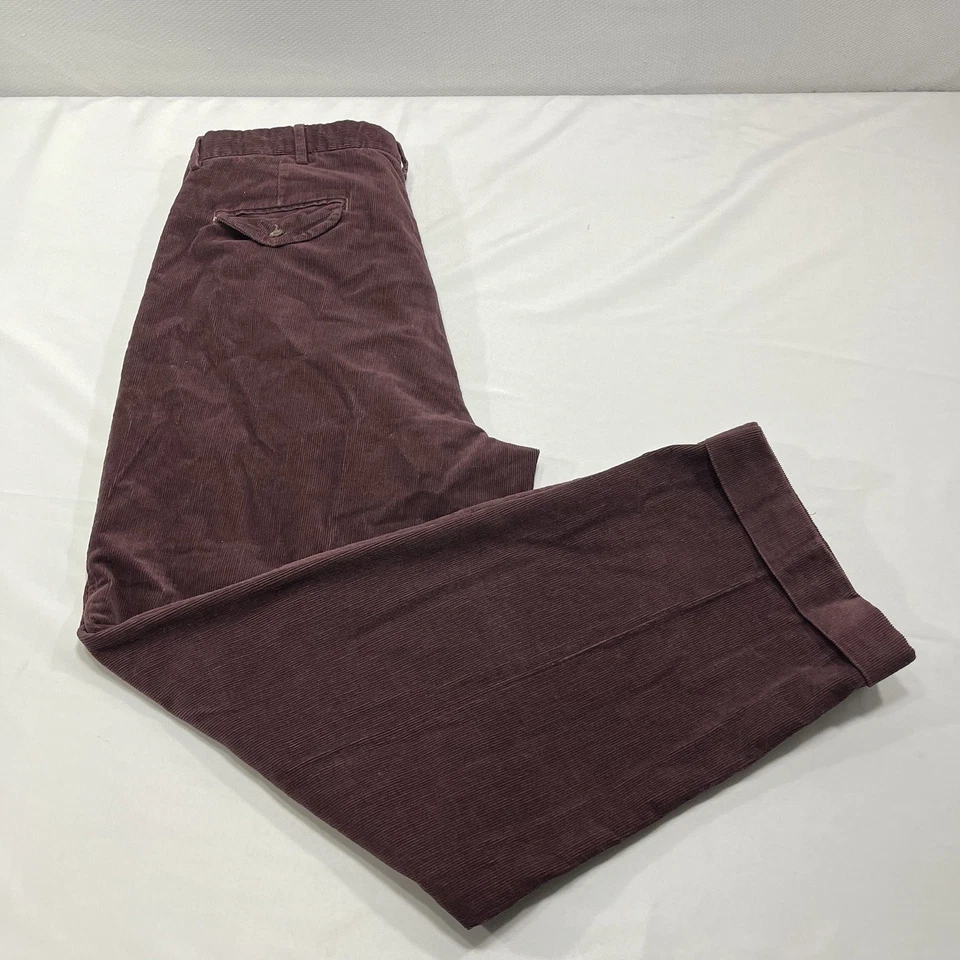 Polo Ralph Lauren Pants Mens 38x32 (Fits 35x32) Red Corduroy Pleated Cotton - Image 2 of 4