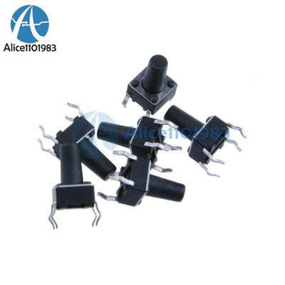 50pcs Tactile Push Button Switch Tact Switch 6X6X10mm 4-pin DIP top #zc