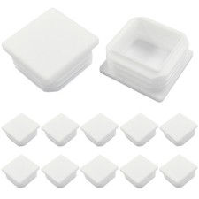 Hordion 12 Pcs 1 1/2" Square Plastic Plugs, White Tubing End Cap 1-1/2 Inch