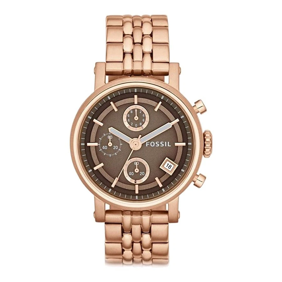 Fossil Women's Boyfriend Chronograph Rose Gold-Tone Dial 38mm Watch ES3380 - Image 4 of 4
