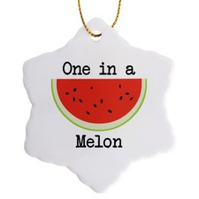 3dRose ORN 261579 1 One in a Melon Watermelon Snowflake Ornament, 3"