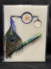 Peacock Feather Dreamcatcher Legend of the Dreamcatcher Keychain & Pen