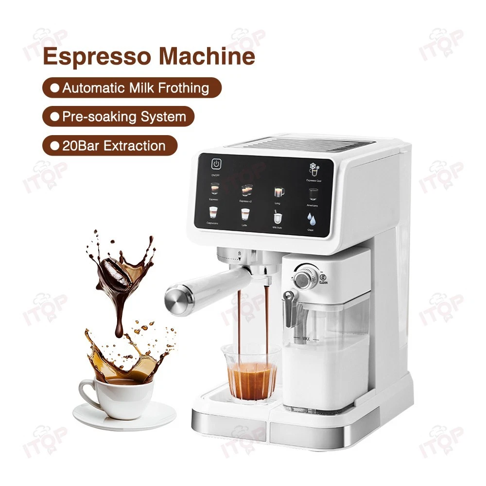 Espresso Machine with 0.5L Auto Milk Frother Tank 20Bar Coffee Maker 220-240V