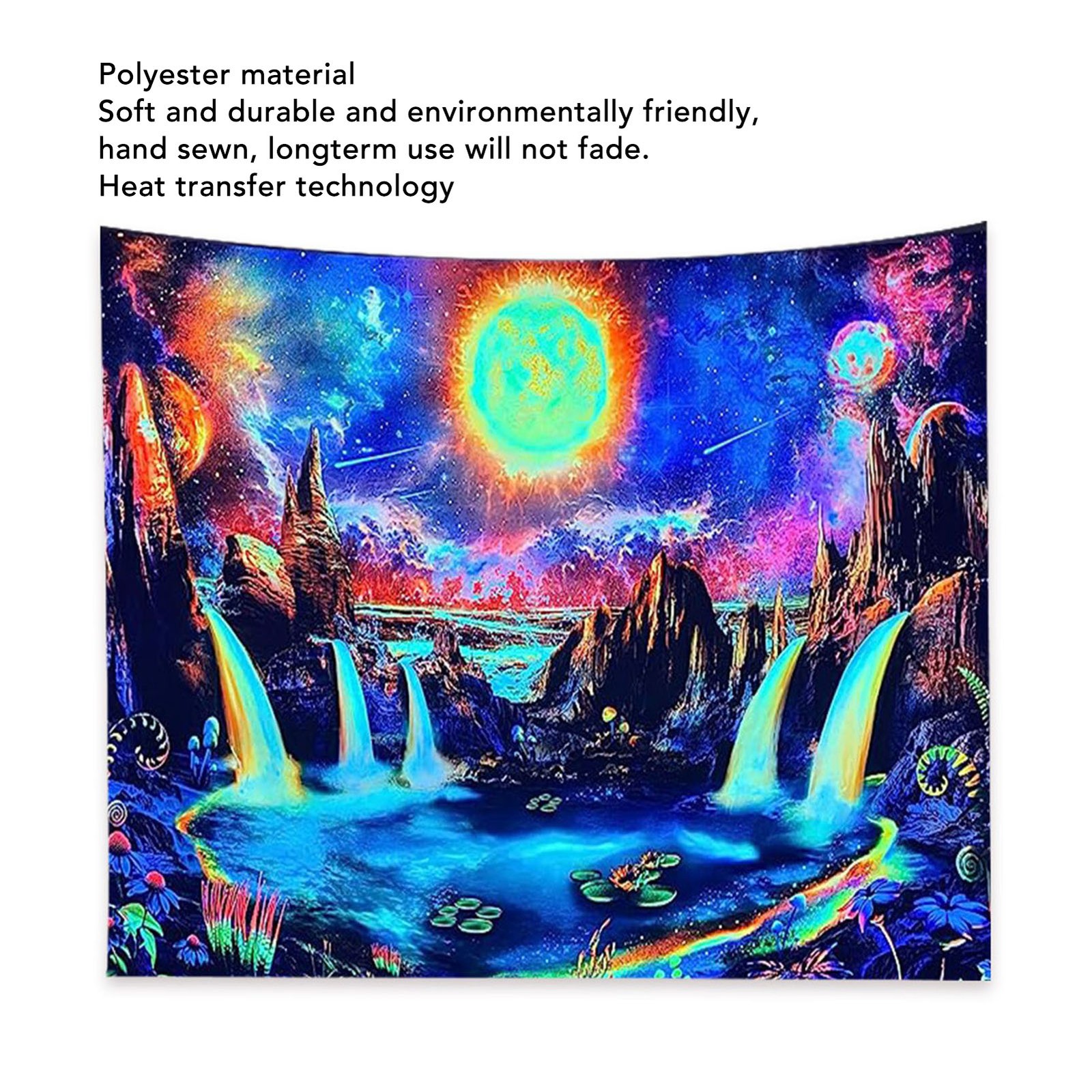 Fluorescent Landscape Tapestry UV Reactive Blacklight Landscape Tapestry Decorat