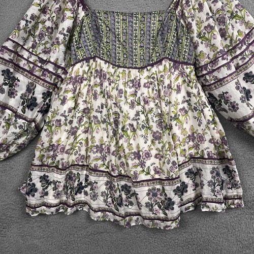 Free People blusa donna grande avorio floreale boho contadina fumè OB1846452 - Foto 6 di 24