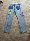 Evangelion Custom Thrashed Distressed Baggy Jeans Patchwork Anime Upcycle Rare — photo 7