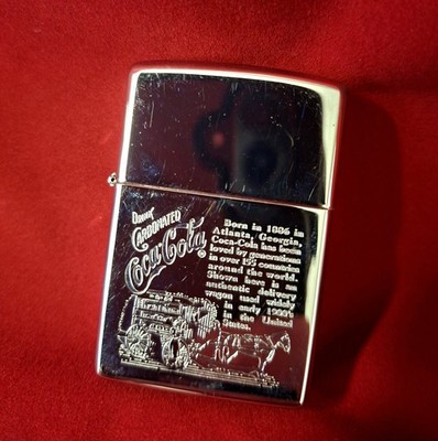 Zippo Feuerzeug Coca-Cola 1997   Motiv Kutsche/Pferd   High Polish Chrome (XIII)