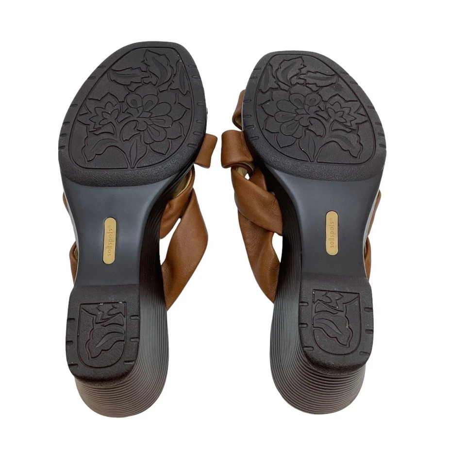 SoftSpots Carmel Leather Wedge Sandals Women's 9.5M Comfort Slide - Image 3 of 4