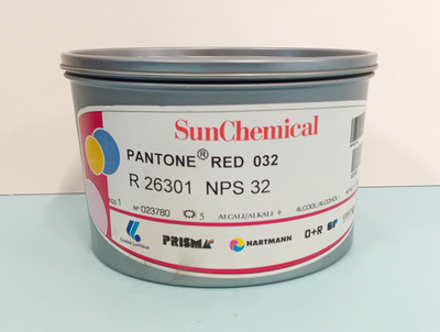 Sun Chemical - Pantone - PMS 032 - Litho Druckfarbe - 1kg - NEW OLD STOCK