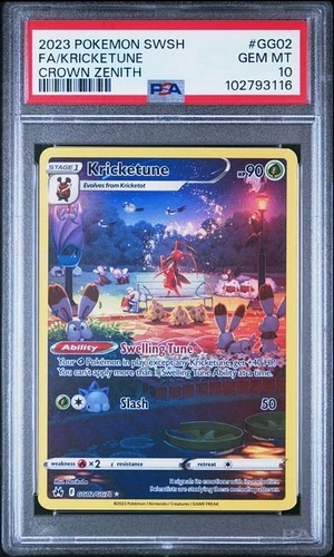POKEMON KRICKETUNE 2023 SWORD AND SHIELD CROWN ZENITH #GG02 FA PSA 10