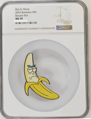 2024 Barbados Rick and Morty Banana Rick 1 oz Silver Coin NGC MS 70