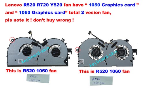 New for Lenovo Y520 R520 R720 R720-15IKBN laptop CPU Cooling Fan 1050 version - 第 2/6 張圖片