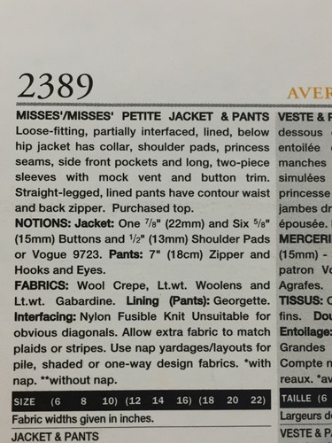 Vogue 2389 Misses'/Miss Petite Jacket and Pants 12, 14, 16 Anne Klein UNCUT - Picture 6 of 8