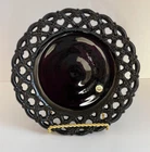 Westmoreland Glass Black Lace Edge Forget Me Not Lattice Plate Depression 8.5”
