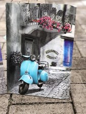 3D Wooden Sign Vintage Wedding Bar Fashion Garage Bike Auto Scooter Blue For Dad