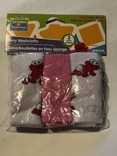 Sesame Street Elmo 3 Pack Baby Terry Washcloths Girl's Multicolored New pink