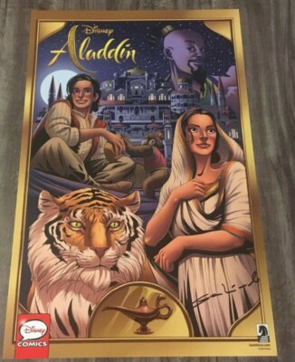 WALT DISNEY ALADDIN SIGNED 2019 NYCC Comic Con EXCLUSIVE POSTER ART 