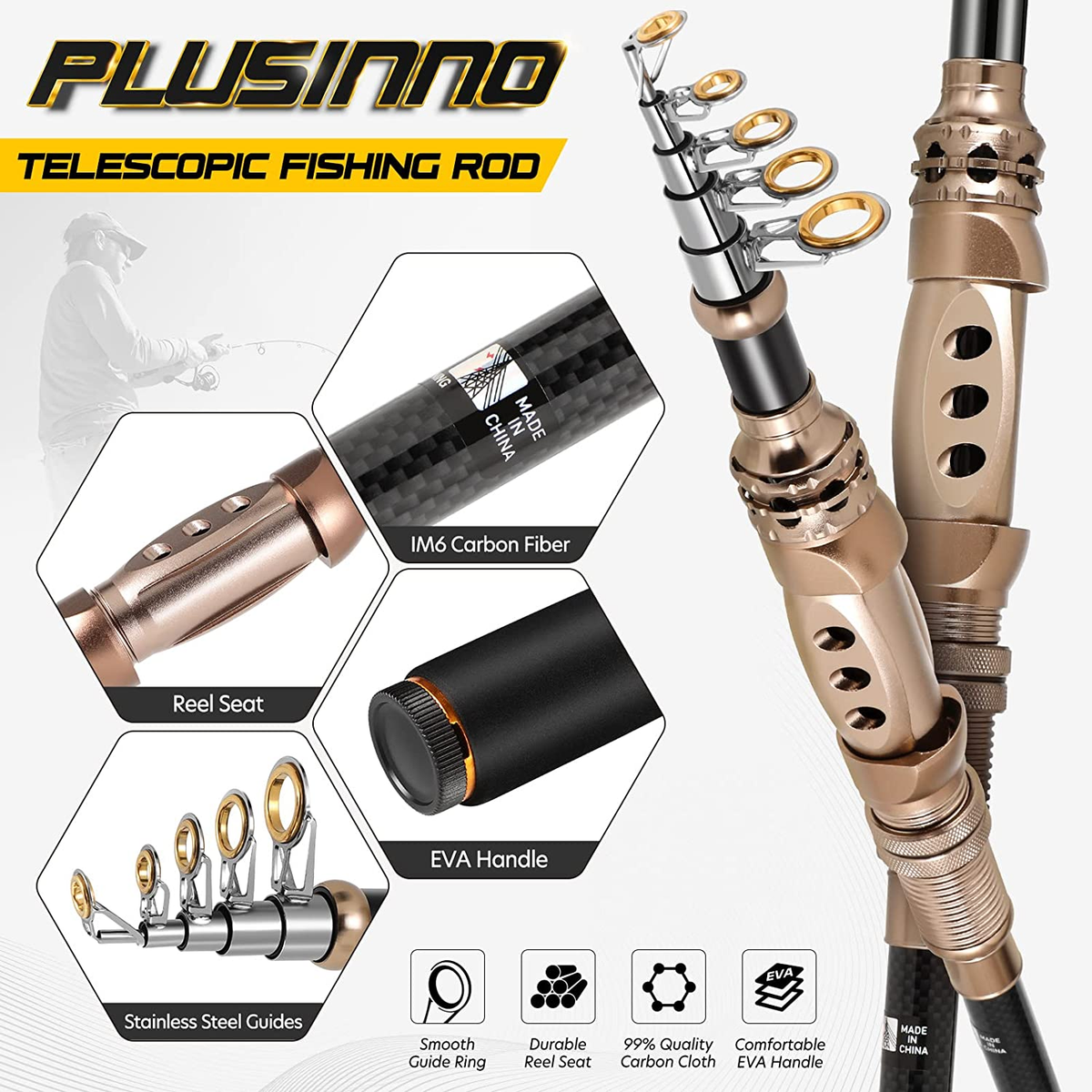 Mini caña de pescar telescópica de bolsillo portátil, caña de pescar plegable con rueda de carrete – comprar a precios bajos en la tienda online