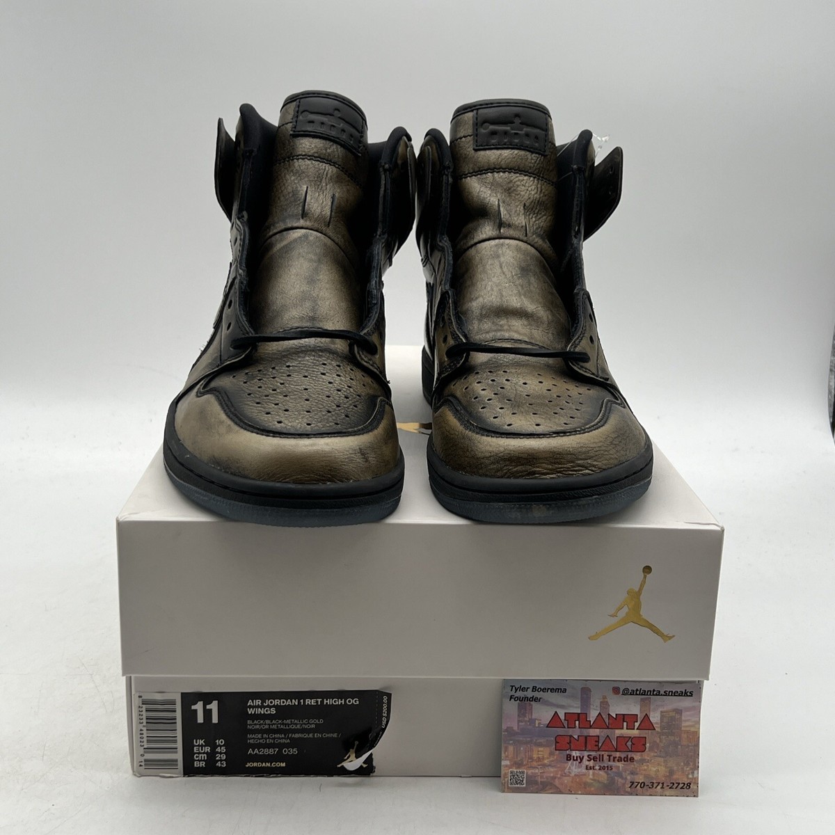 Size 11 - Air Jordan 1 Retro OG High Wings Black Gold (AA2887-035
