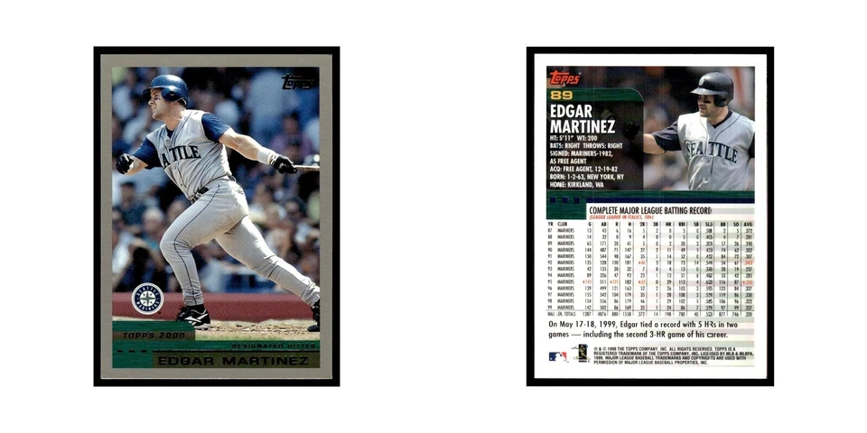 Edgar Martinez 2000 Topps #89 Seattle Mariners Baseball Card NM - Image 3 of 3