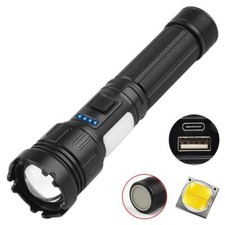 Super Bright White Laser LED Flashlight Rechargeable Zoomable Torch Camping lamp