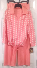 Vintage Women's Orange/White 2pc Pant Set Size 10
