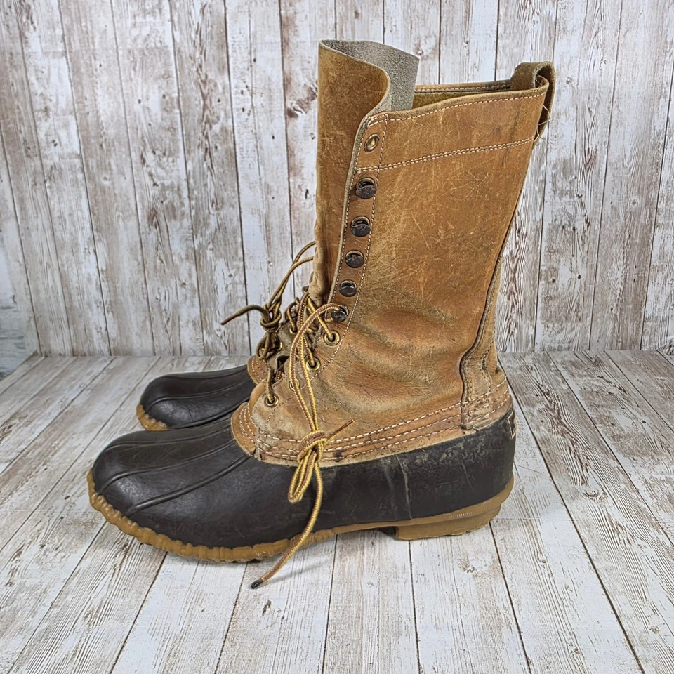 LL Bean Maine Hunting Boots Duck Boots Leather Tall Lace Up Mens Size 6 - Image 2 of 4