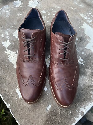 COLE HAAN MEN\'S MEDIUM BROWN WING TIP DRESS SHOES. SIZE 9.5 D COLE HAAN Grand OS WINGTIP C12362 BROWN LEATHER SHOES MENS  main image 2
